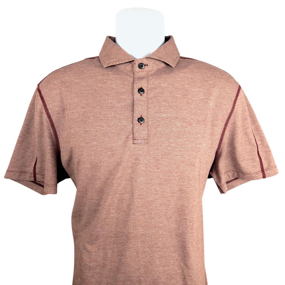 Lululemon Evolution Polo Shirt Mens Large Heathered Terracotta Short Sleeve Logo